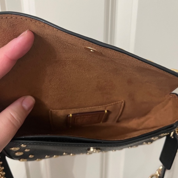 Coach Hailey Flap Bag w/ Rivets in Black/Gold - Picture 2 of 8